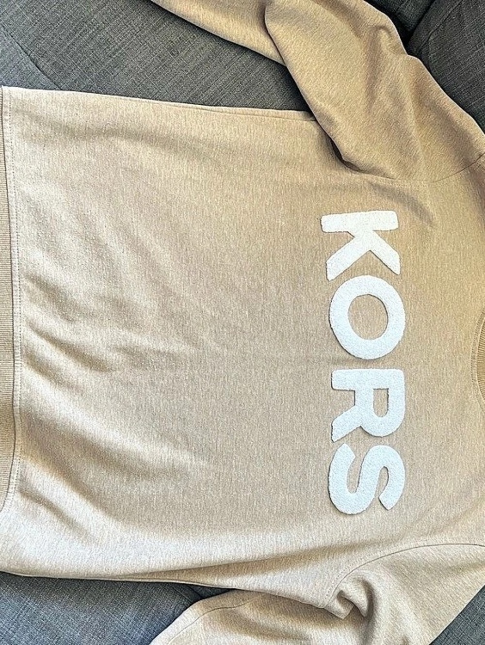 Michael Kors Embossed Logo Crewneck Sweatshirt Beige Small